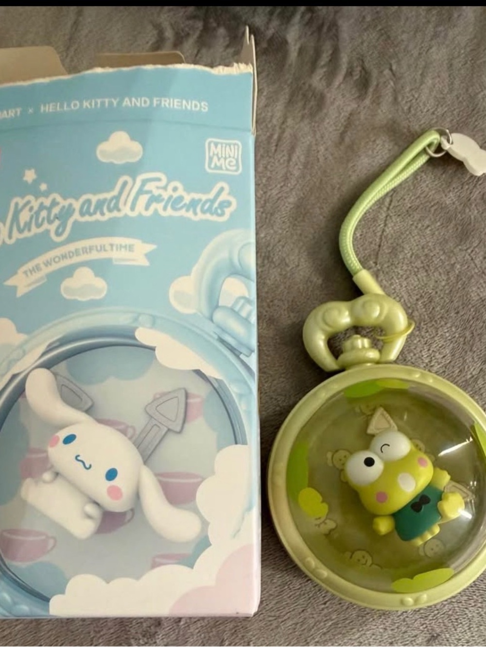 Sanrio Green Keroppi Pocket Toy Keychain with Frog Character
